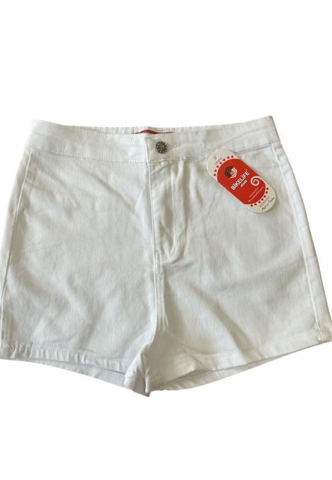 Blugi scurți damă de vară – elastici, mulați, cu buzunare la spate, Alb,Engros